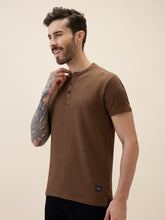 Men's Solid Henley Neck Half Sleeves Regular Fit Tshirt